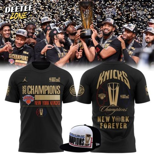 Men’s New York Knicks Jordan Brand Black 2025 NBA Cup Champions Locker Room T-shirt