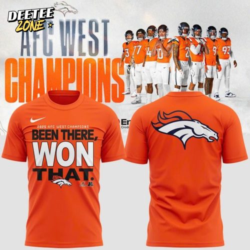 Men’s Nike Orange Denver Broncos 2025 AFC West champions T-shirt