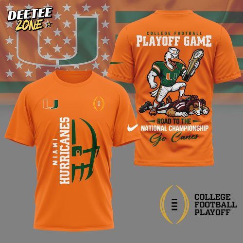 Miami Hurricanes | Premium NCAA College Football Playoff Game 3D Shirt NY – Orange
