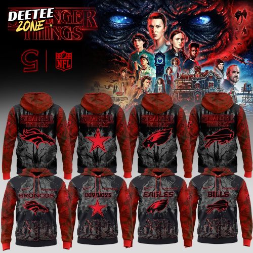 NFL x Stranger Things Hoodie – All Teams Edition (Custom Name)