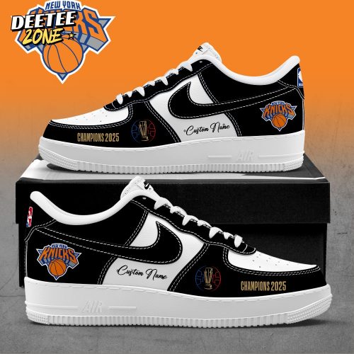 NY Knicks Emirates NBA Cup 2025 Champions Black Custom Name Shoes AF
