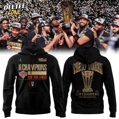 NY Knicks Jordan Brand Black 2025 NBA Cup Champions Hoodie