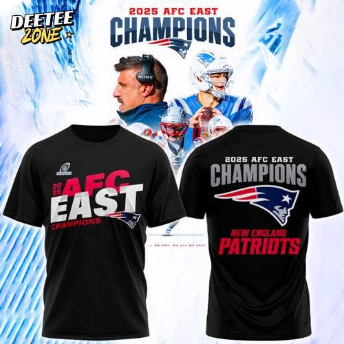 New England Patriots 2025 AFC East Division Champions Logo T-Shirt – Black