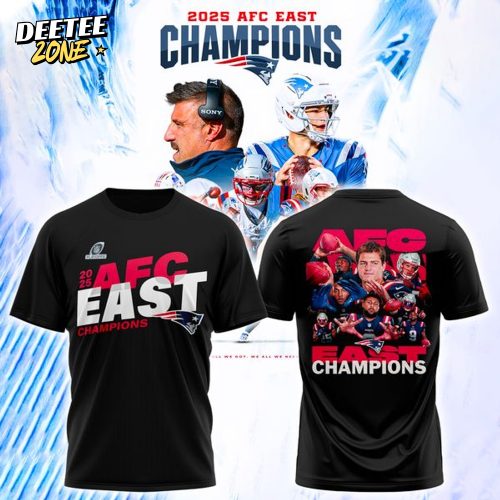 New England Patriots 2025 AFC East Division Champions T-Shirt – Black
