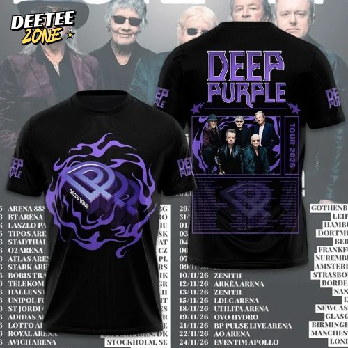 New Limitted Edition Deep Purple Tour 2026 3D T-Shirt