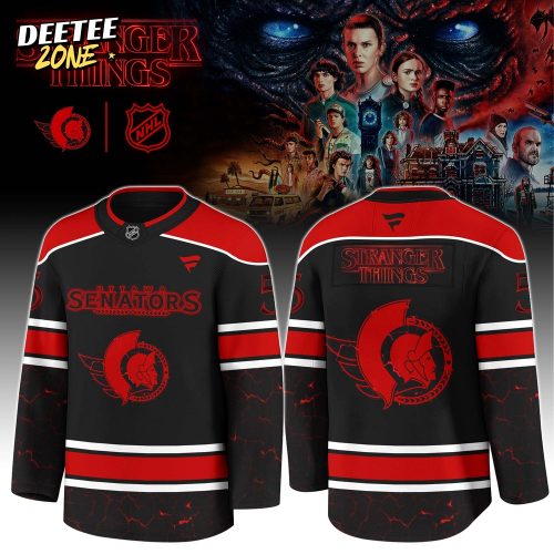 Ottawa Senators x Stranger Things Jersey with a bold red–black design