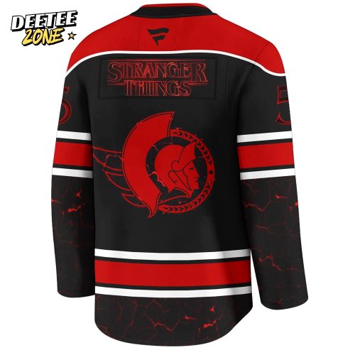 Ottawa Senators x Stranger Things Jersey with a bold red–black design