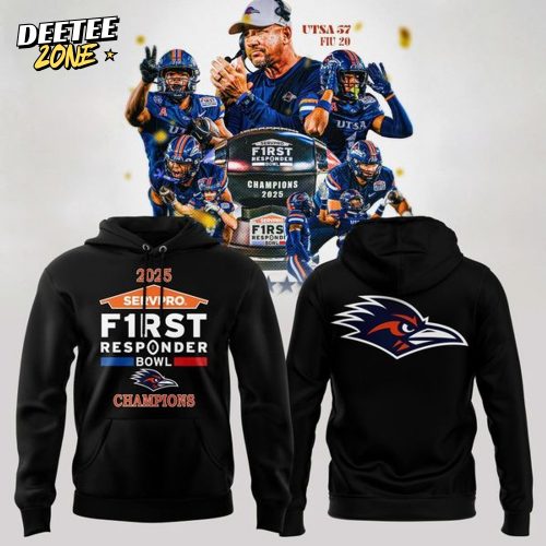 UTSA Roadrunners football 2025 First Responder Bowl Champs Hoodie – black