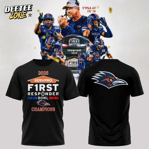 UTSA Roadrunners football 2025 First Responder Bowl Champs T-shirt – Black