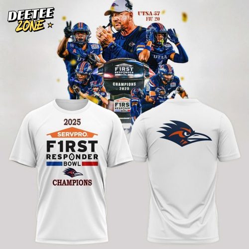 UTSA Roadrunners football 2025 First Responder Bowl Champs T-shirt – White