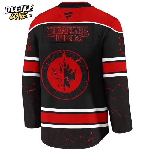 Winnipeg Jets x Stranger Things Jersey with a bold red–black design