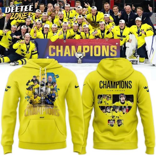 2026 IIHF World Junior Champions Sweden National Ice Hockey Team Hoodie | Jogger | Cap v2