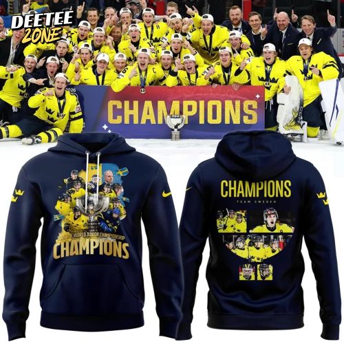 2026 IIHF World Junior Champions Sweden National Ice Hockey Team Hoodie | Jogger | Cap v4
