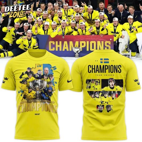 2026 IIHF World Junior Champions Sweden National Ice Hockey Team Tshirt | Jogger | Cap v2