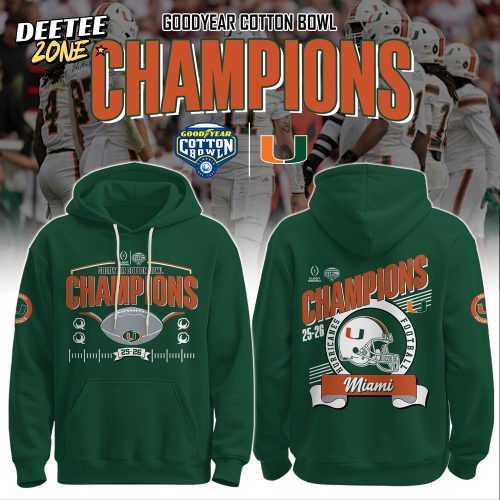 Miami Hurricanes Special Goodyear Cotton Bowl Champions Limited Edition Hoodie