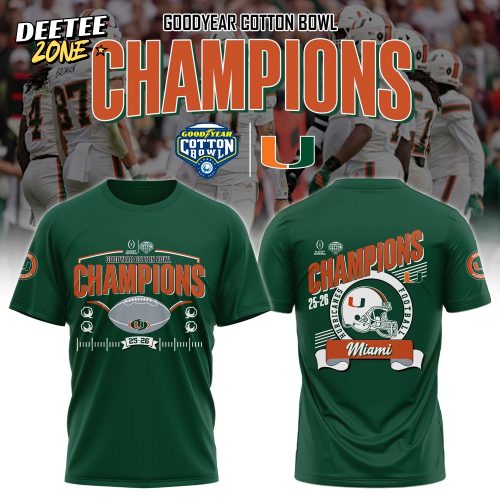 Miami Hurricanes Special Goodyear Cotton Bowl Champions Limited Edition T.shirt